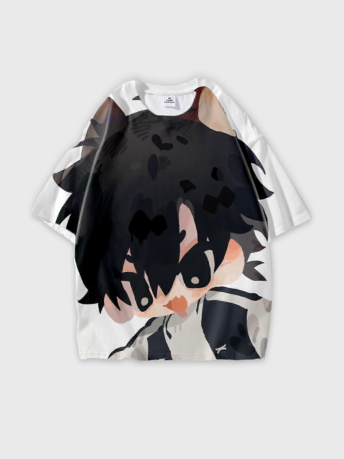 T-Shirt Round Neck, Loose Short Sleeve Link Click Graphic Tee, Unisex Summer Casual Top W1475