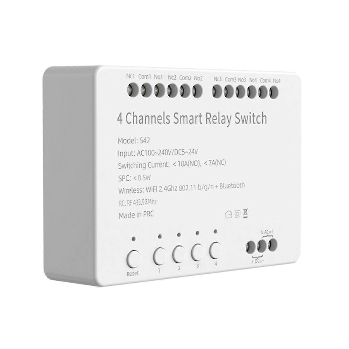 Tuya WiFi 4 canale Modul de comutare 5-24V / 100-240V WiFi+ RF433 Modul DIY de releu de telecomandă