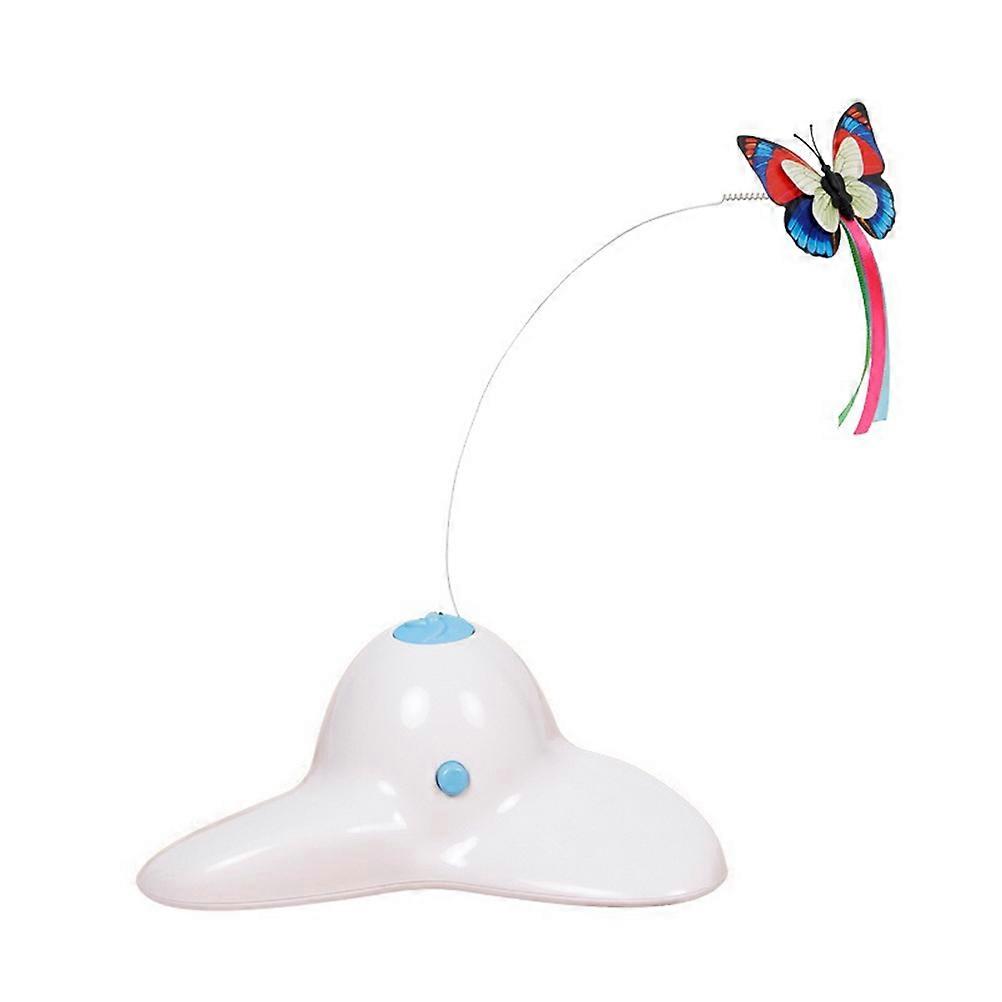 Electric Rotating Butterfly Cat Teaser Toy for Teasing Cat White