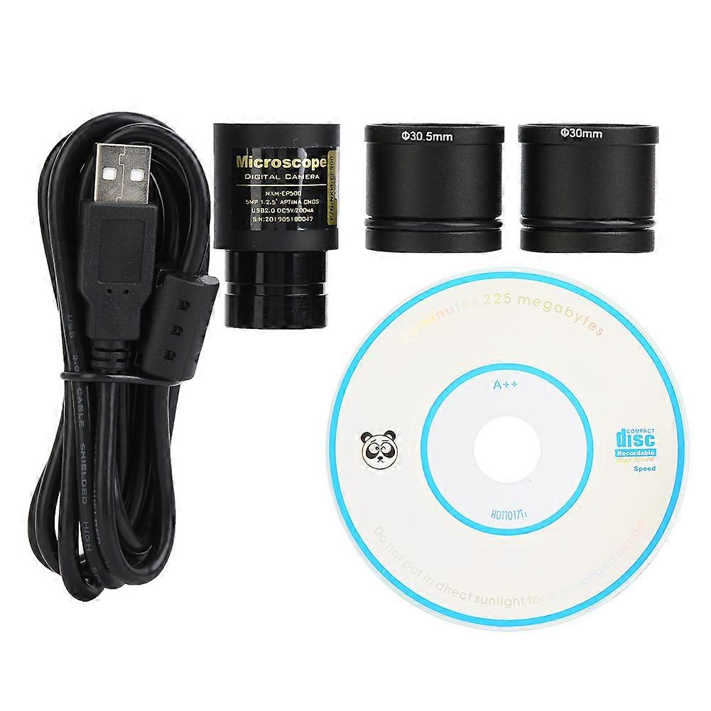 Oculaire électronique USB 2.0 5 MP pour microscope 23,2 mm, 30,0 mm, 30,5 mm, lecteur gratuit avec deux bagues d'adaptation