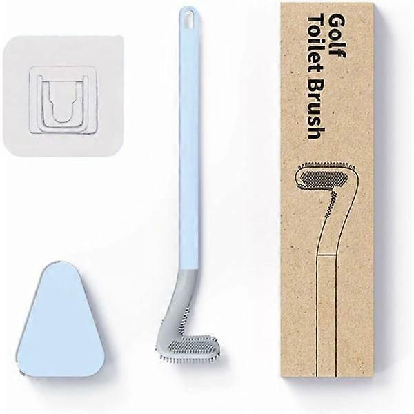 Brosse WC Golf, brosse WC en silicone, ensemble de brosse WC en silicone à long manche avec ouverture automatique et base anti-fuite