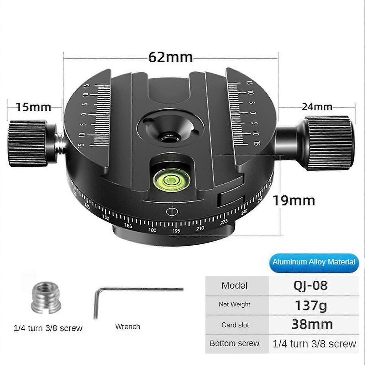 Panoramic Rotating Quick Release Plate Clamp Tripod Gimbal