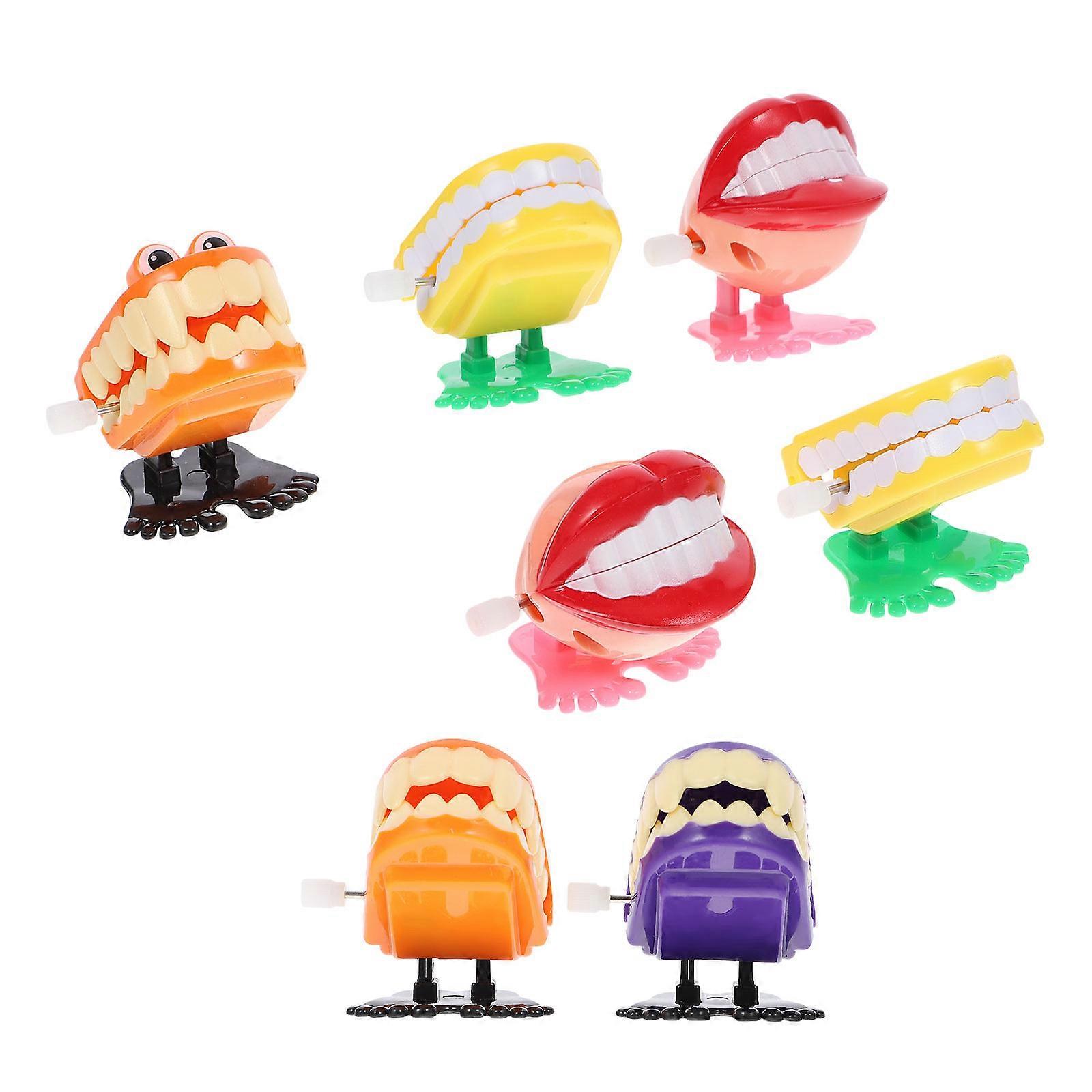 Chattering Teeth Wind Up Toys for Kids 7Pcs Plastic Walking Teeth Toys