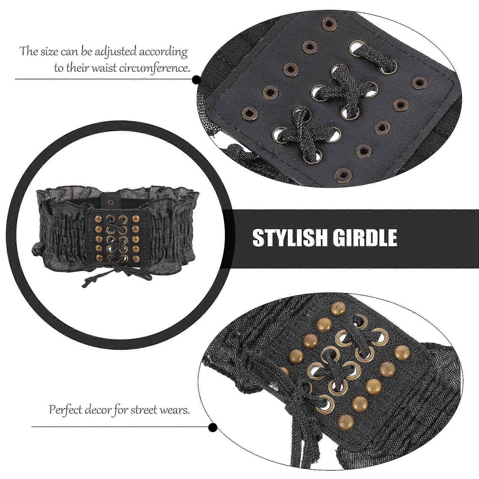 Waistband Denim Girdle for Decor 1Pcs Elastic Macrame Waist Girdle Black