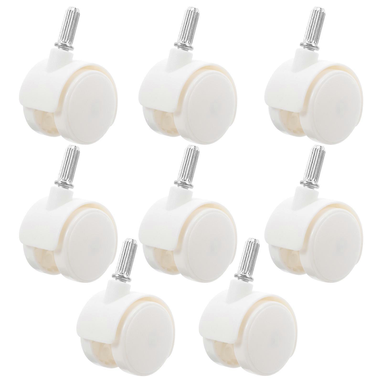 Furniture Caster Wheels Plastic Swivel Rollers for Furniture 8Pcs White