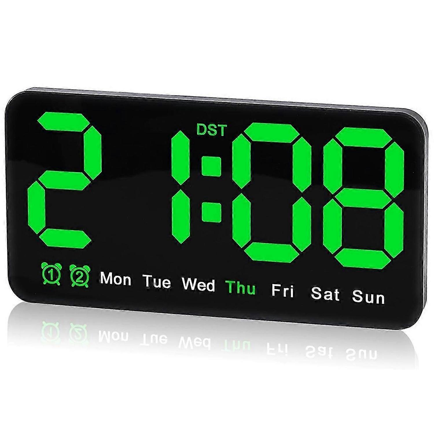 Digital Wall Clock,9.5 Inch,LED Alarm Clock with Big Digits,,Dual Alarm,For Living Room Bedrooms Cla