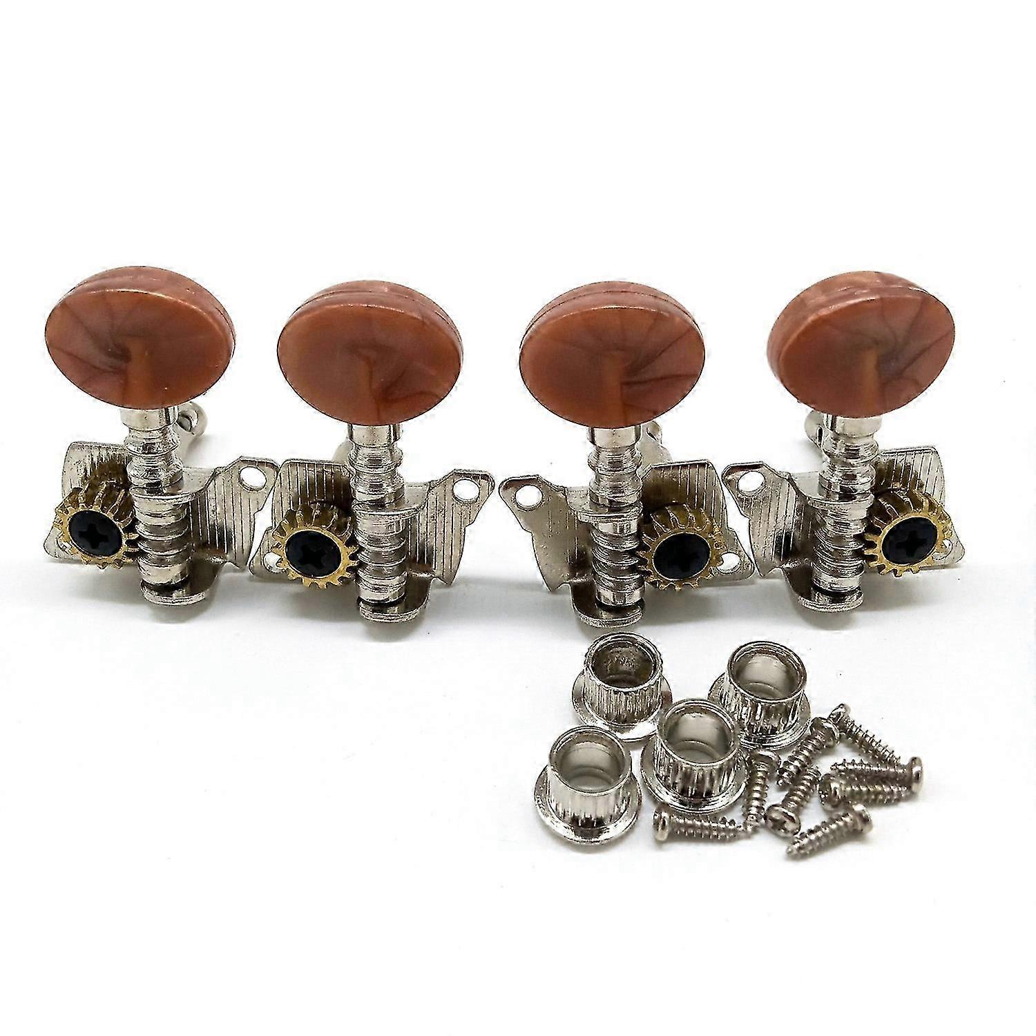 2R2L Metal Ukulele Locking String Tuner Guitar Tuning Peg Machine with Brown Pegs for Ukulele Guitar