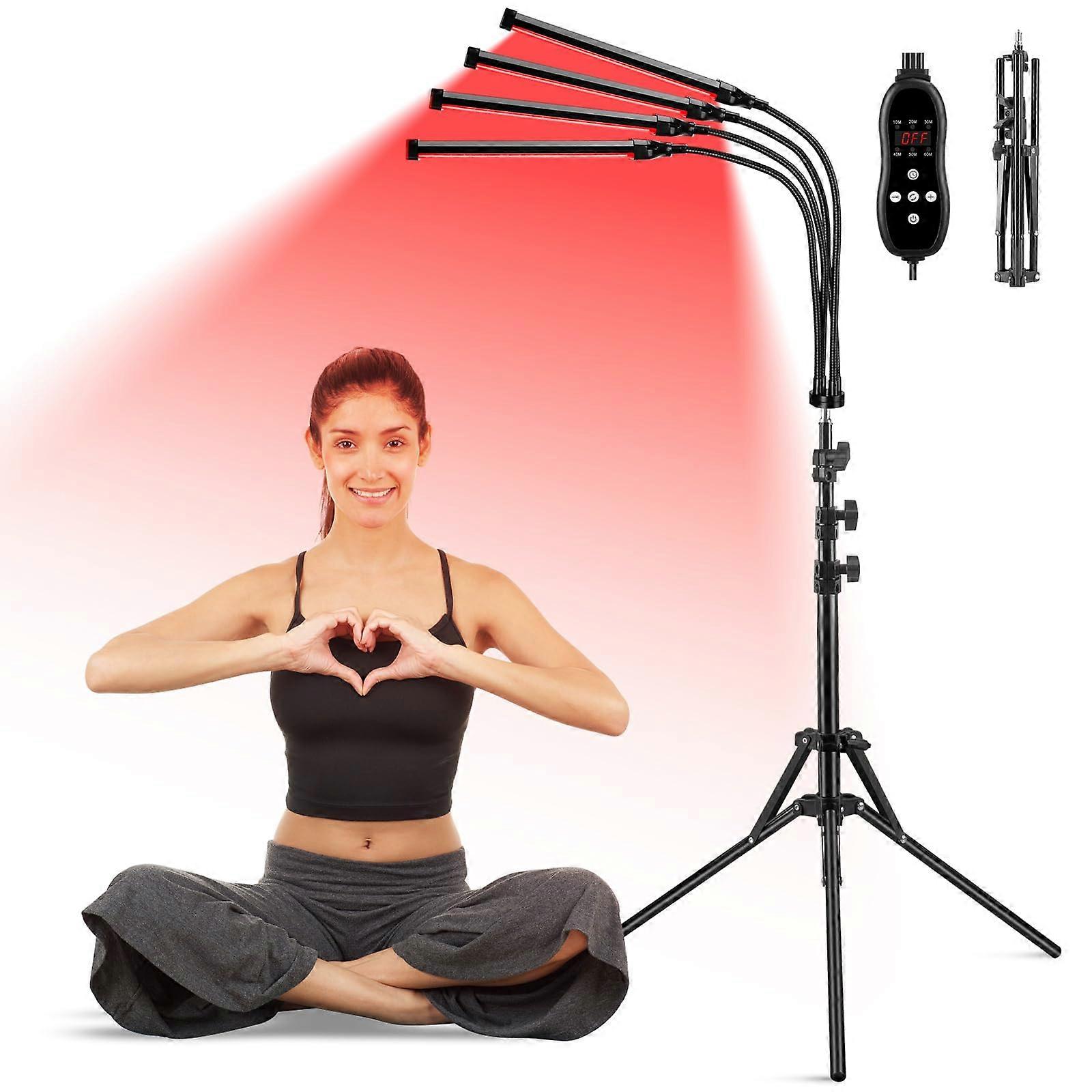 4 Head Red Light Therapy Lamp with 420 LEDs, 360° Adjustable Gooseneck, Timer, and Brightness Control