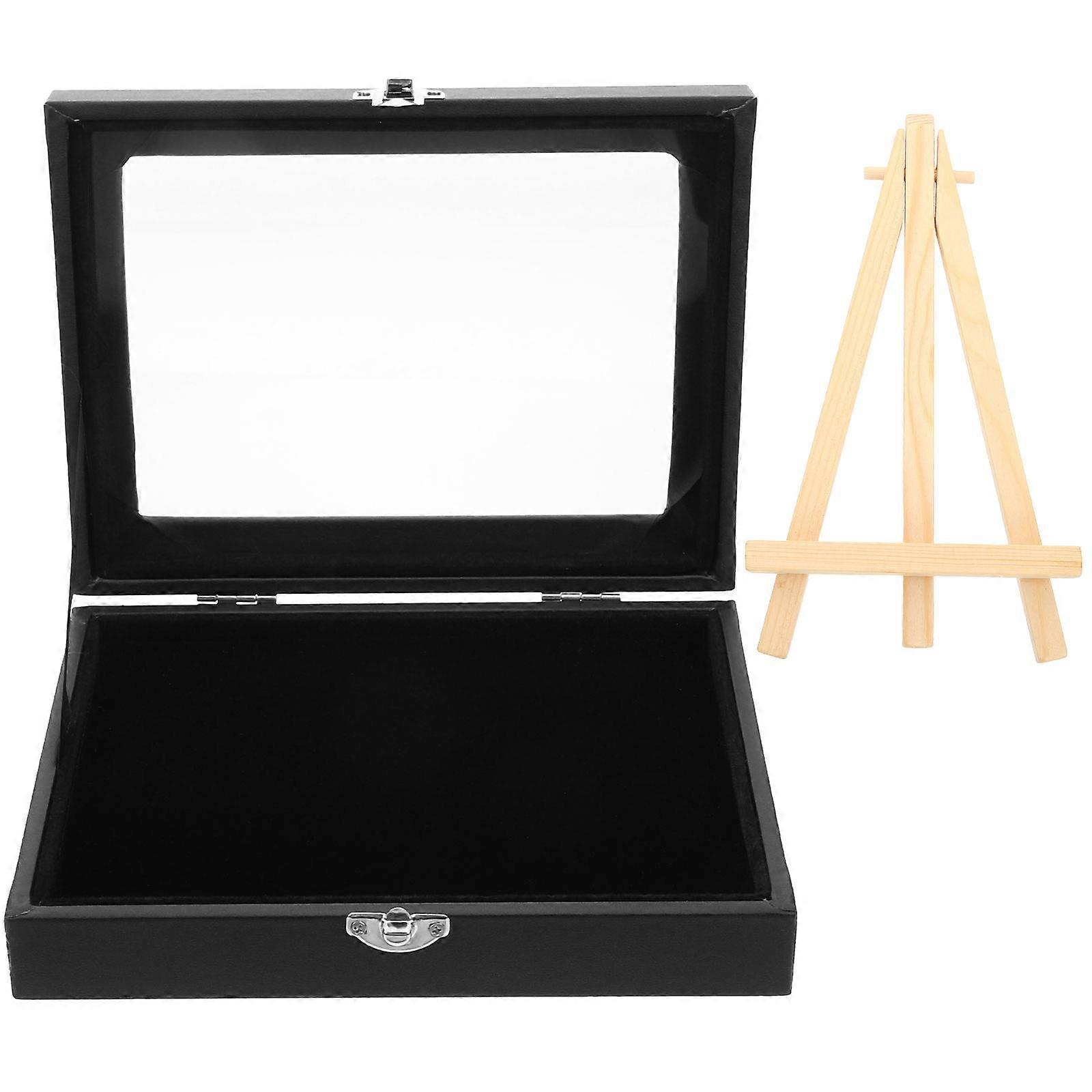 Pin Display Case for Storage 4Pcs Black Brooch Collection Box with Tripod
