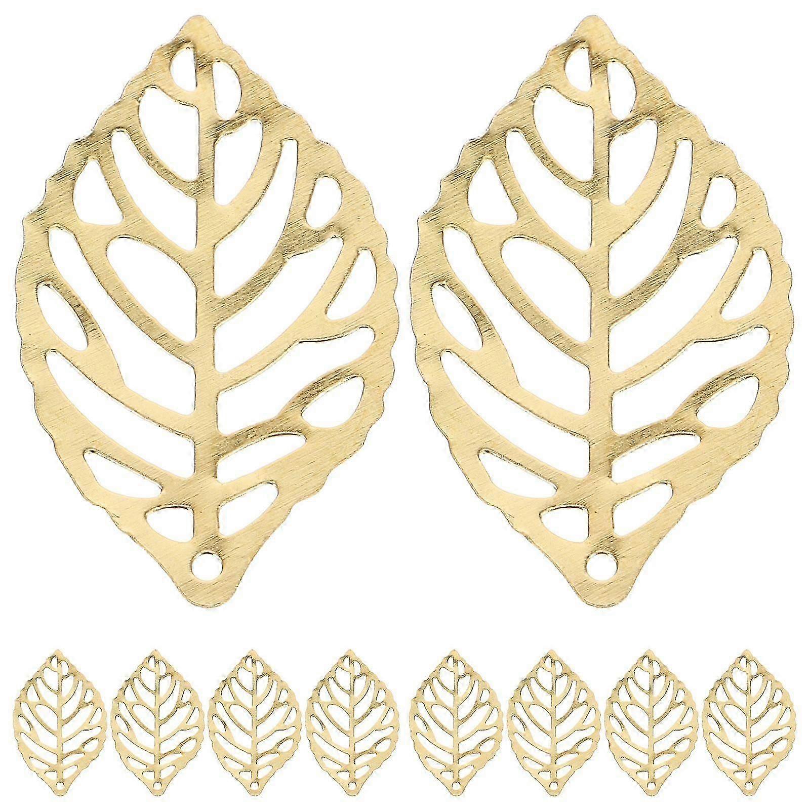 100pcs Alloy Pierced Tree Leaf for DIY Crafts (Golden)
