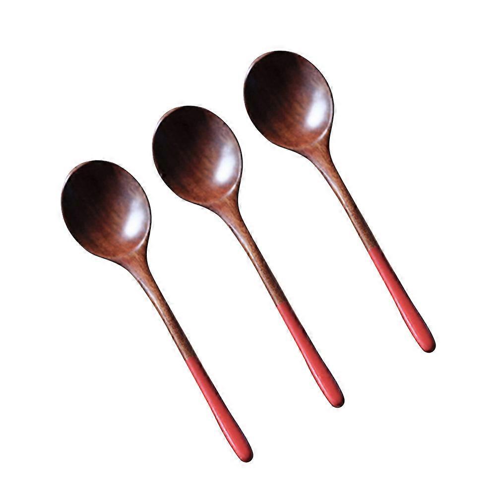 Wood Tableware 3Pcs Soup Spoon Ideal For Family Daily Use And Catering Hall Use Round Edge Sturdy Kitchen Utensil