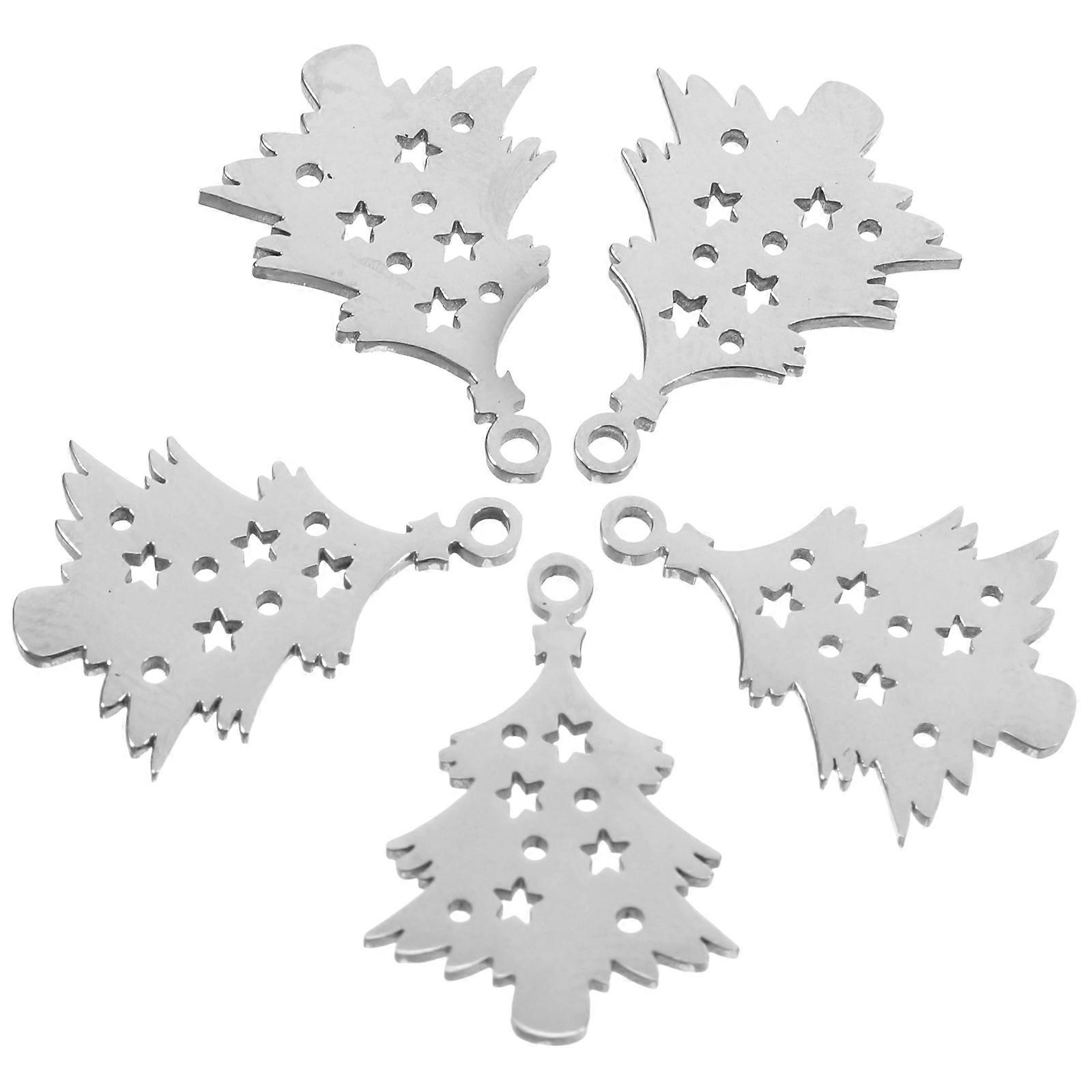 Christmas Tree Snowflake Pendants 20 Pcs Stainless Steel Festive Decoration For Pet Tags And Dog Collars 1.70X1.20X0.10CM Silver