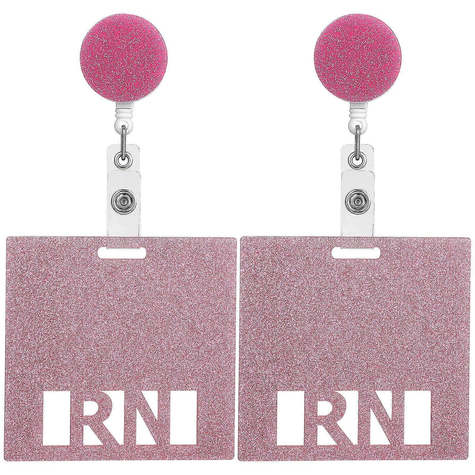 Glitter Badge Card Acrylic Nursing Identification Tags with Reel 4Pcs