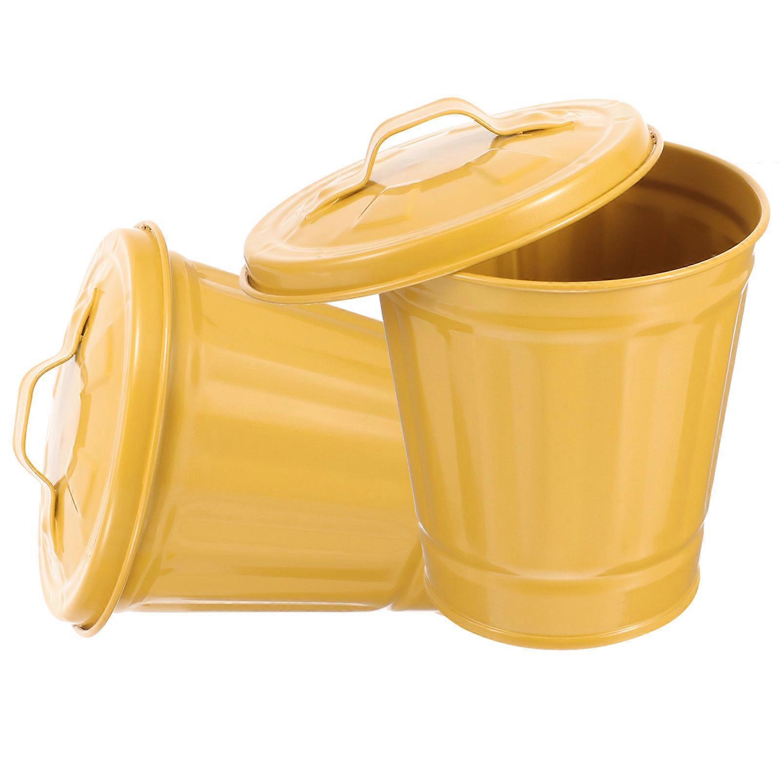 Desktop Trash Bucket Galvanized Iron Trash Bucket for Storage Use 8Pcs