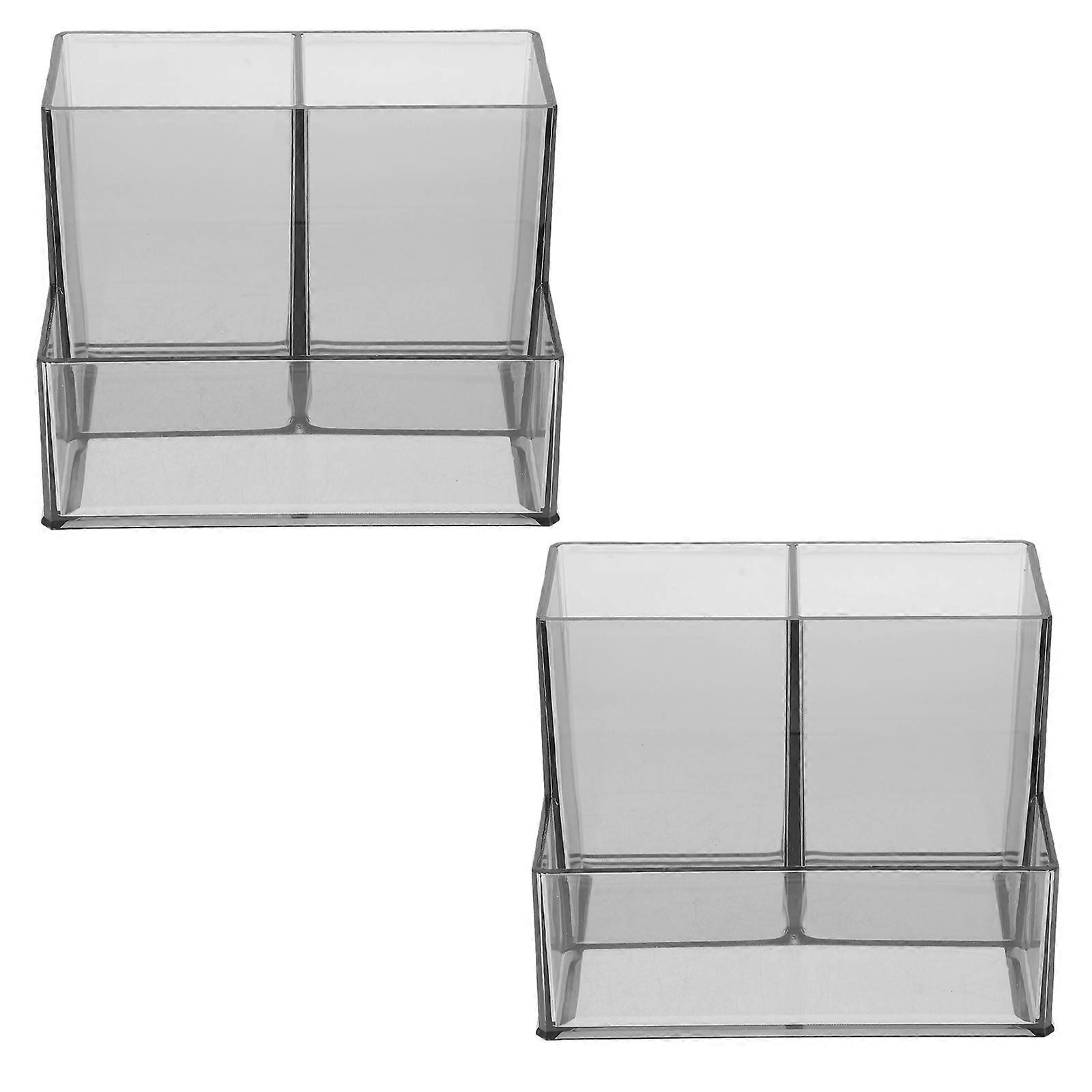 Multi-Grid Acrylic Pen Holder for Storage 8Pcs Grey Desk Container