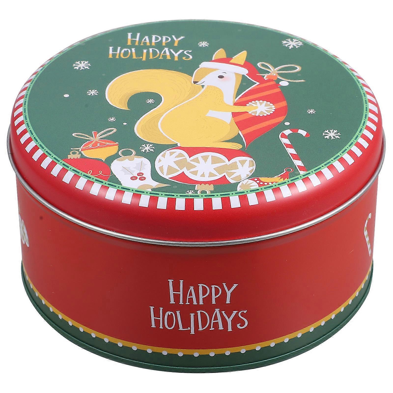 Metal Xmas Case Round Candy Box for 3Pcs Christmas Decoration