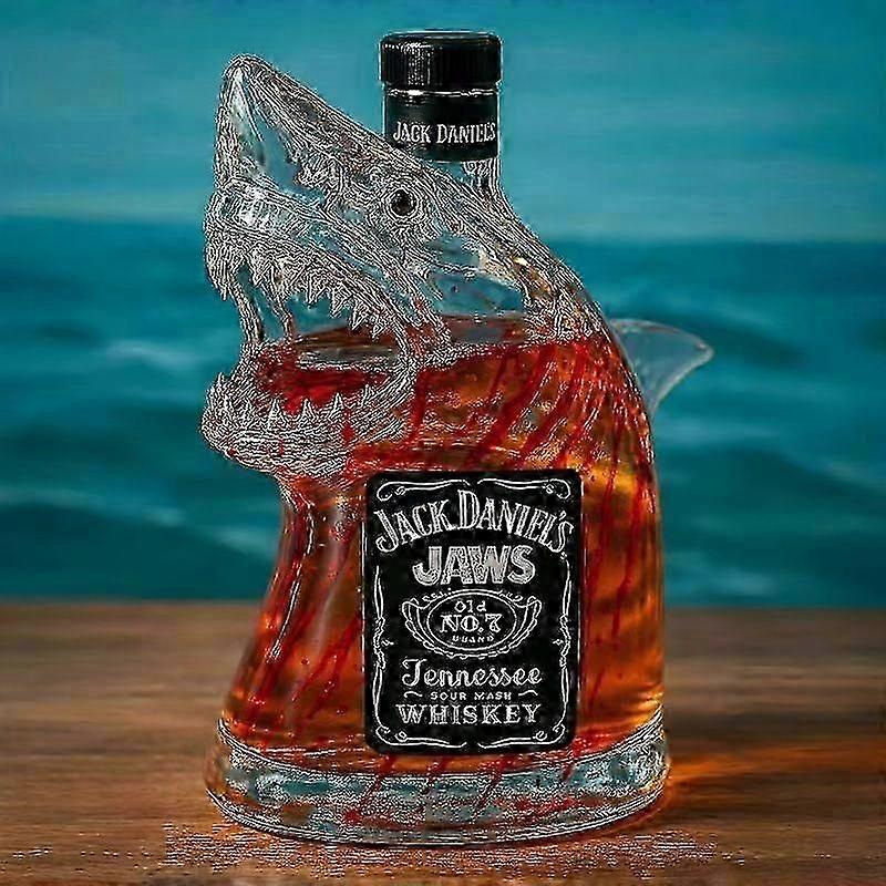 Sherum Bruce The Shark Jaws 50th Anniversary Limited Edition Whiskey Bottle Unique Transparent Engraved Animal Shape Glass for Every Fan and Collector