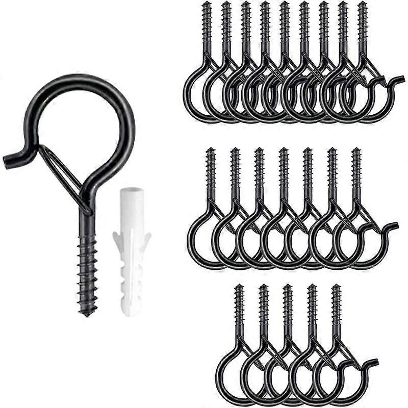 40 Pieces Ceiling Hooks, Screw-in Hooks, Black Metal Ceiling Hooks, Screw-in Hooks with Wood Thread for Hanging, Ideal for Hanging Clothes