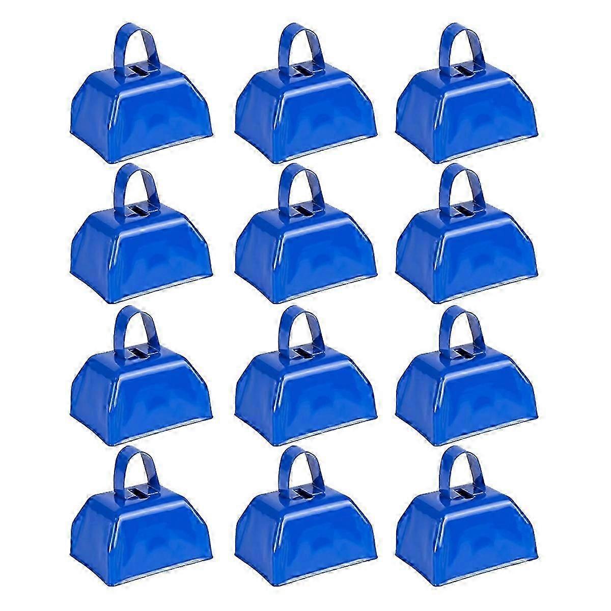 Cow Bells Noise Makers Cheering Bell: 12 Pcs Metal Cowbells with Handle for Sporting Events - Small