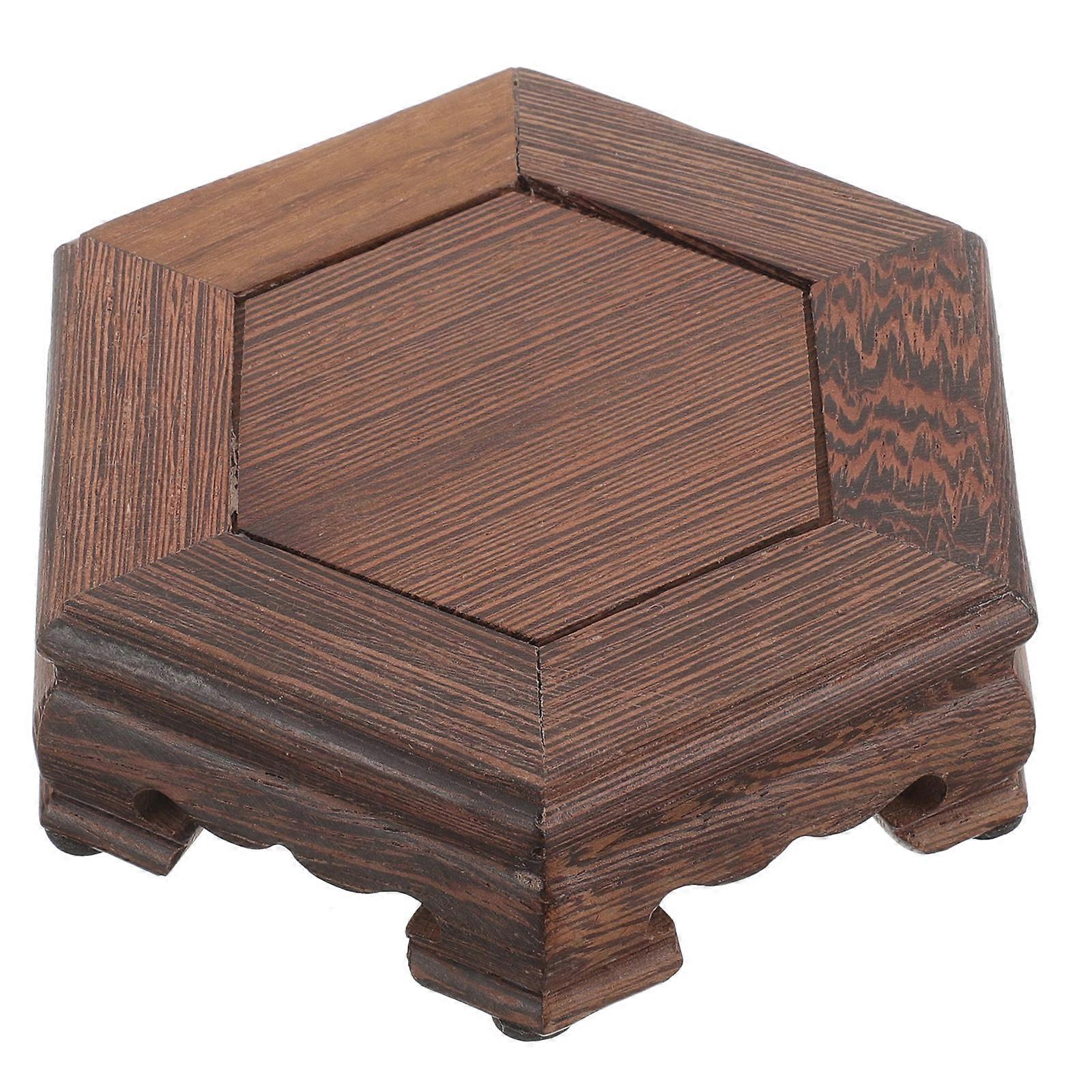 Wooden Hexagon Display Base for Vase Stand 3Pcs Indoor Plant Rack