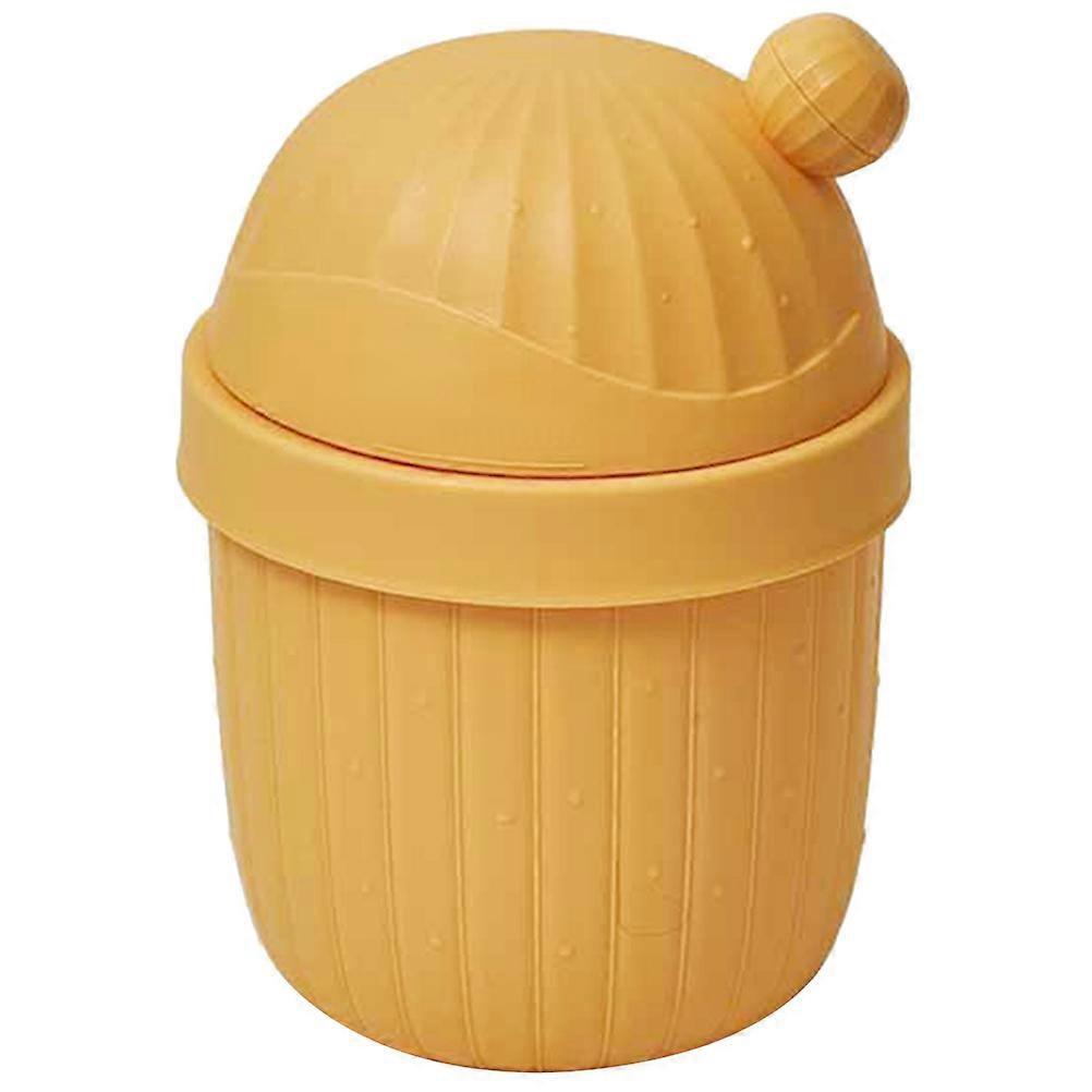 Rectangular Trash Bin For Bedroom Use 21x14.9x14.9Cm Yellow Plastic Trash Collection 1Pack