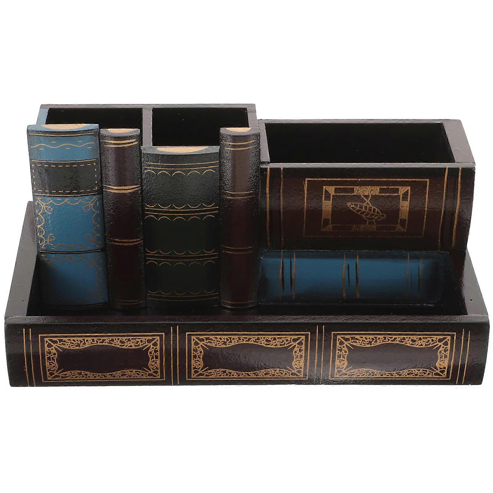 Multi Color Book Shaped Desktop Organizer For School Office Storage With Retro Style 2Pcs