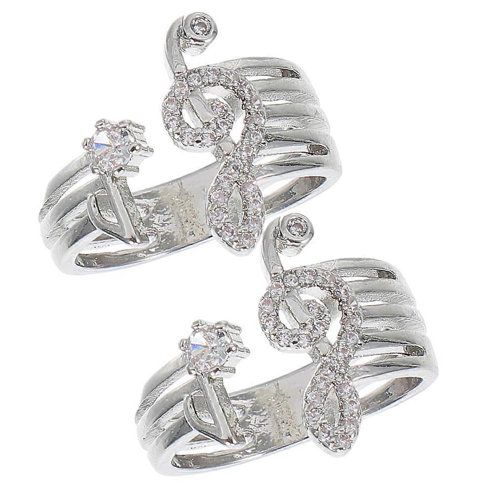 Music Note Open Rings for Decoration 10Pcs Adjustable Silver Alloy Bands