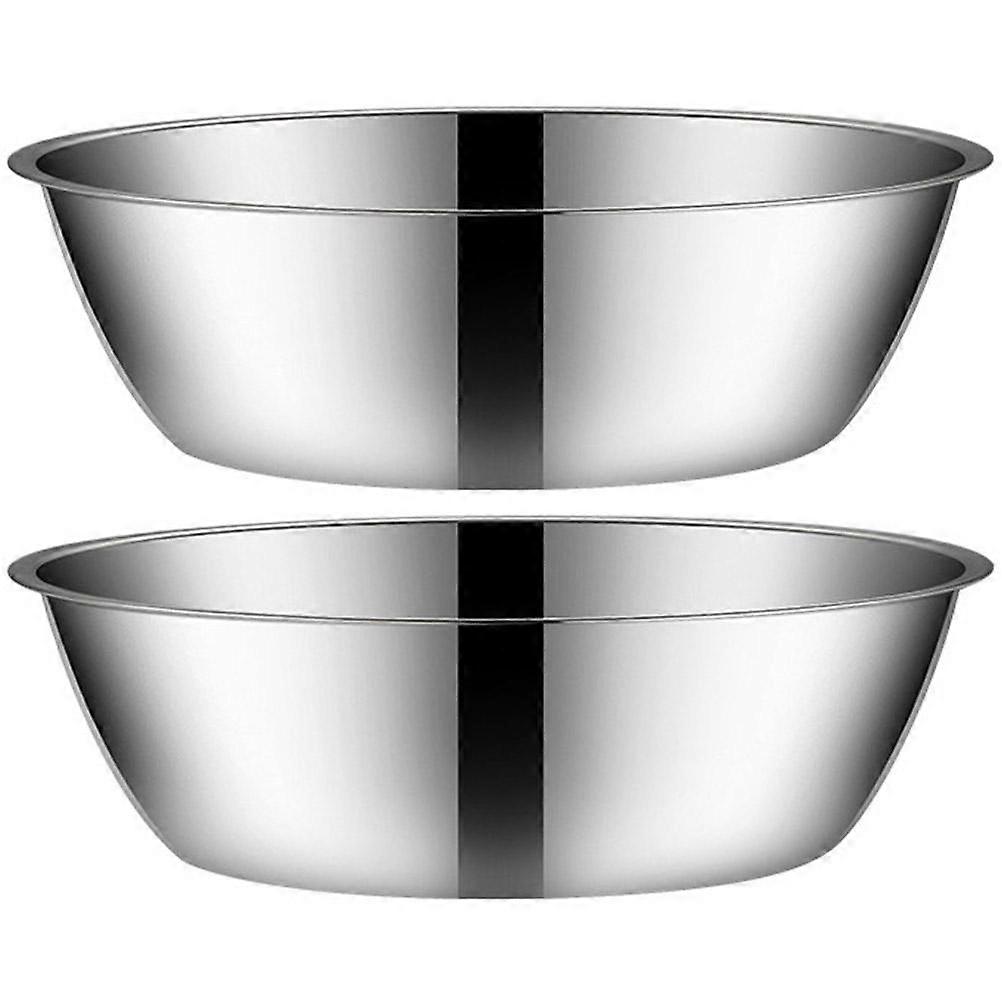 Silver Stainless Steel Soup Plate for Kitchen Use 2Pcs Kitchen Tableware Pots