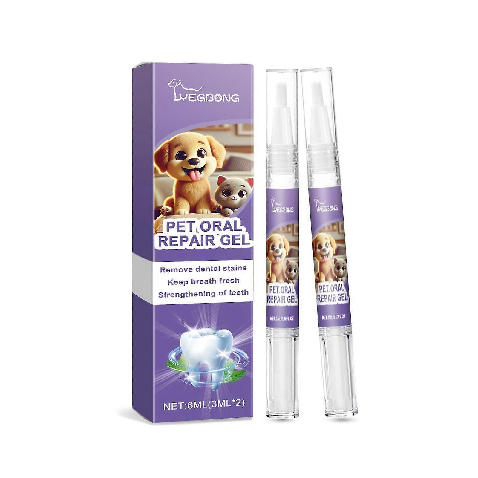 2Pcs Pet Oral Repair Gel, Pet Oral Restoration Whitening Gel, Pet Teeth Care Gel Cleaner Teeth & Fresher Breath, Without Brushing