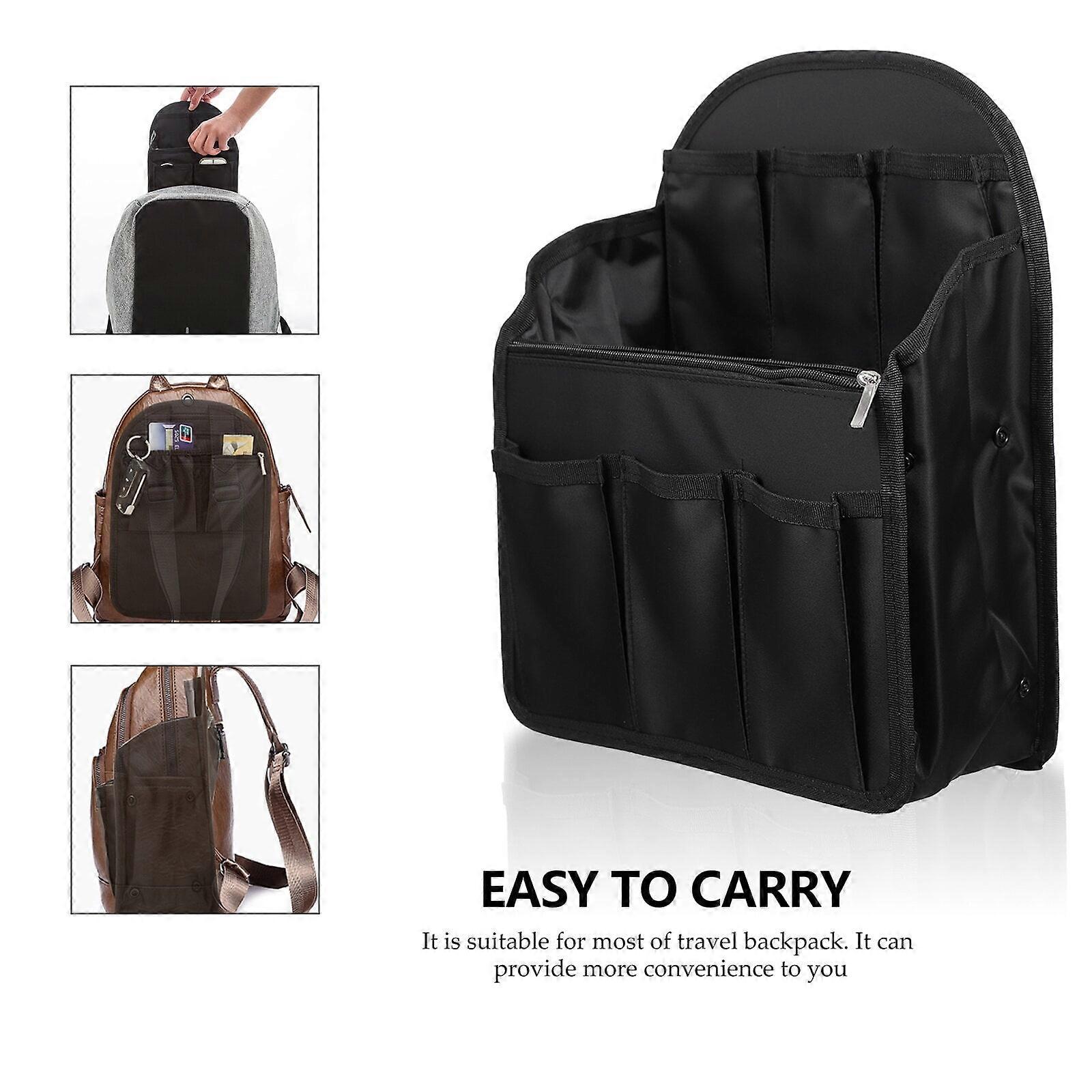 Backpack Organizer Insert 1pc Multi-slots Divided Backpack Interior Bag Backpack Organizer Insert (Black)