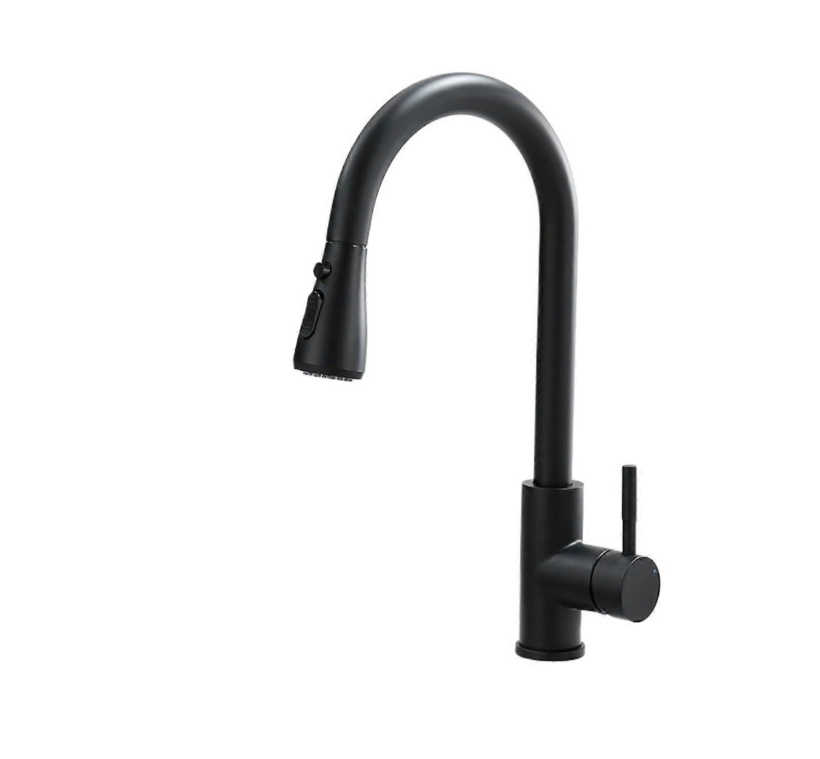 Brushed Nickel Finish PullOut Kitchen Faucet, Hot And Cold, Single Hole, Black