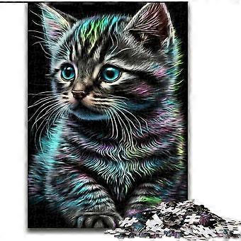 Quebra-cabeça para adultos e adolescentes, retrato de um lindo gato, jogos educativos, decoração para casa, presente de aniversário, presentes, arte de parede - PT 3523