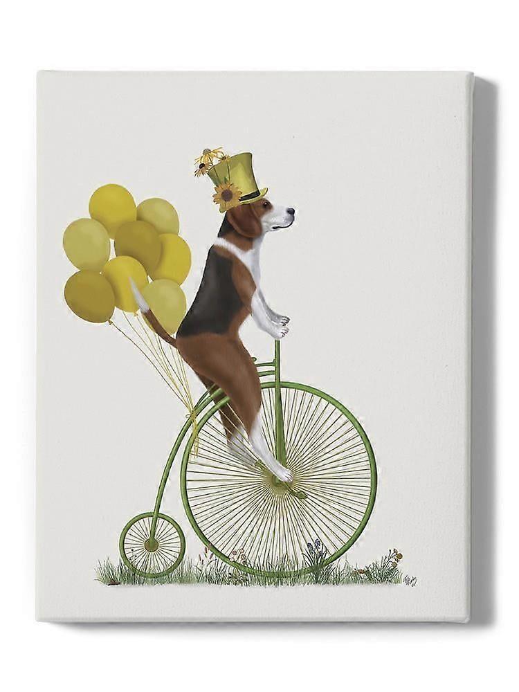 Beagle On Penny Farthing Wrapped Canvas  -Fab Funky Designs,-ouyab1607