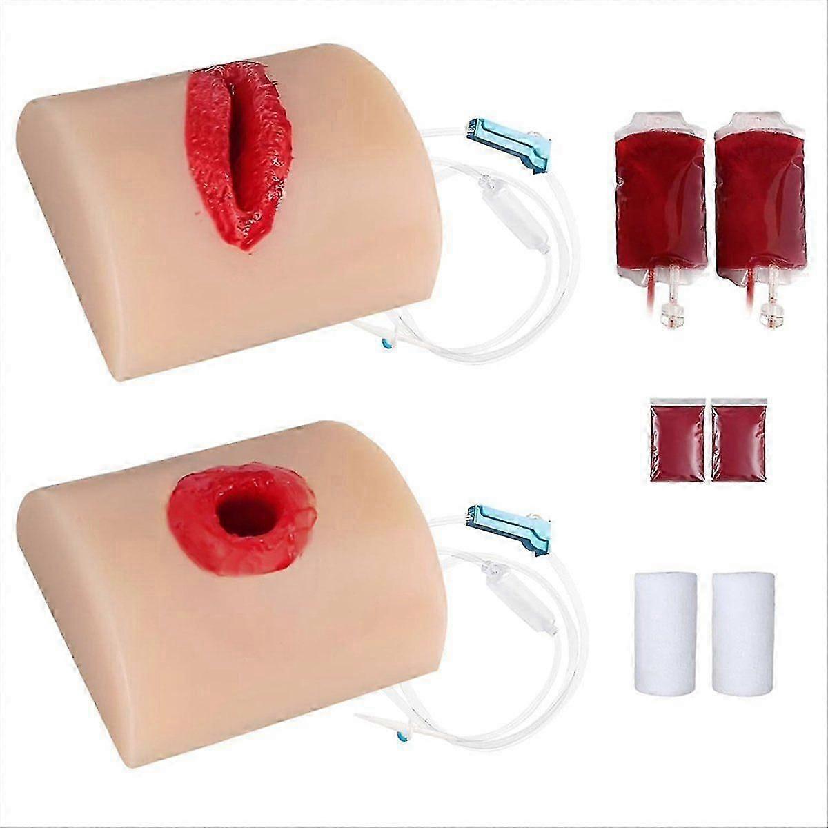 2Pcs Wound Packing Task Trainer Kit, & Laceration Wound Simulation compatible with Medical Training
