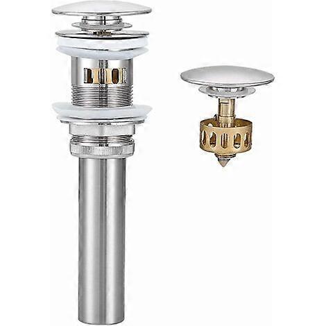 Pop-up drain plug for basin sink, with integrated anti-clogging strainer