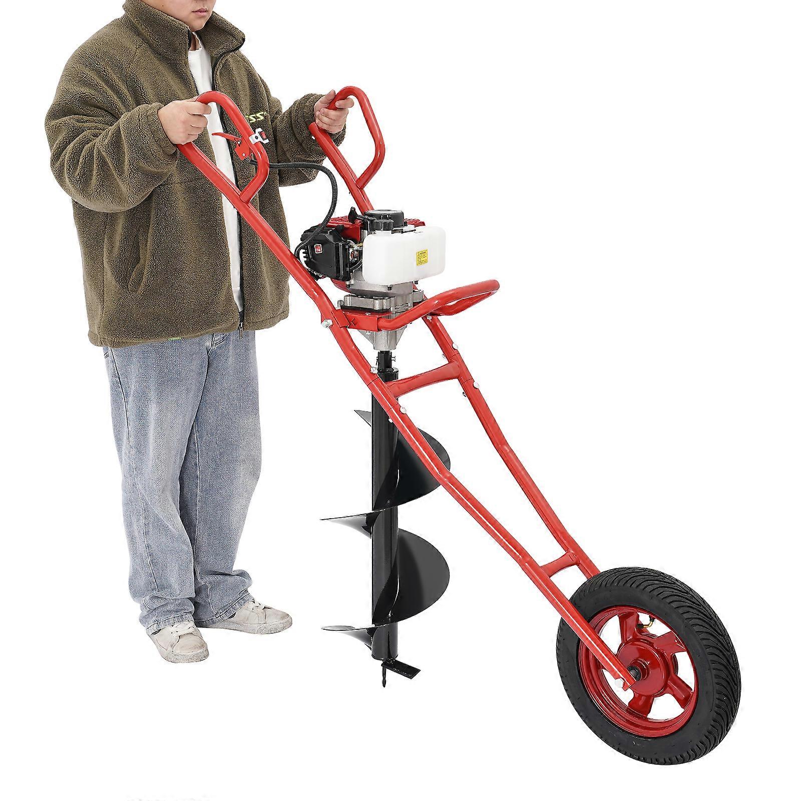 1.46KW Post-Hole Digger 0.22gal Tank Air-cooling with Wheel & Triangular Shock Absorption