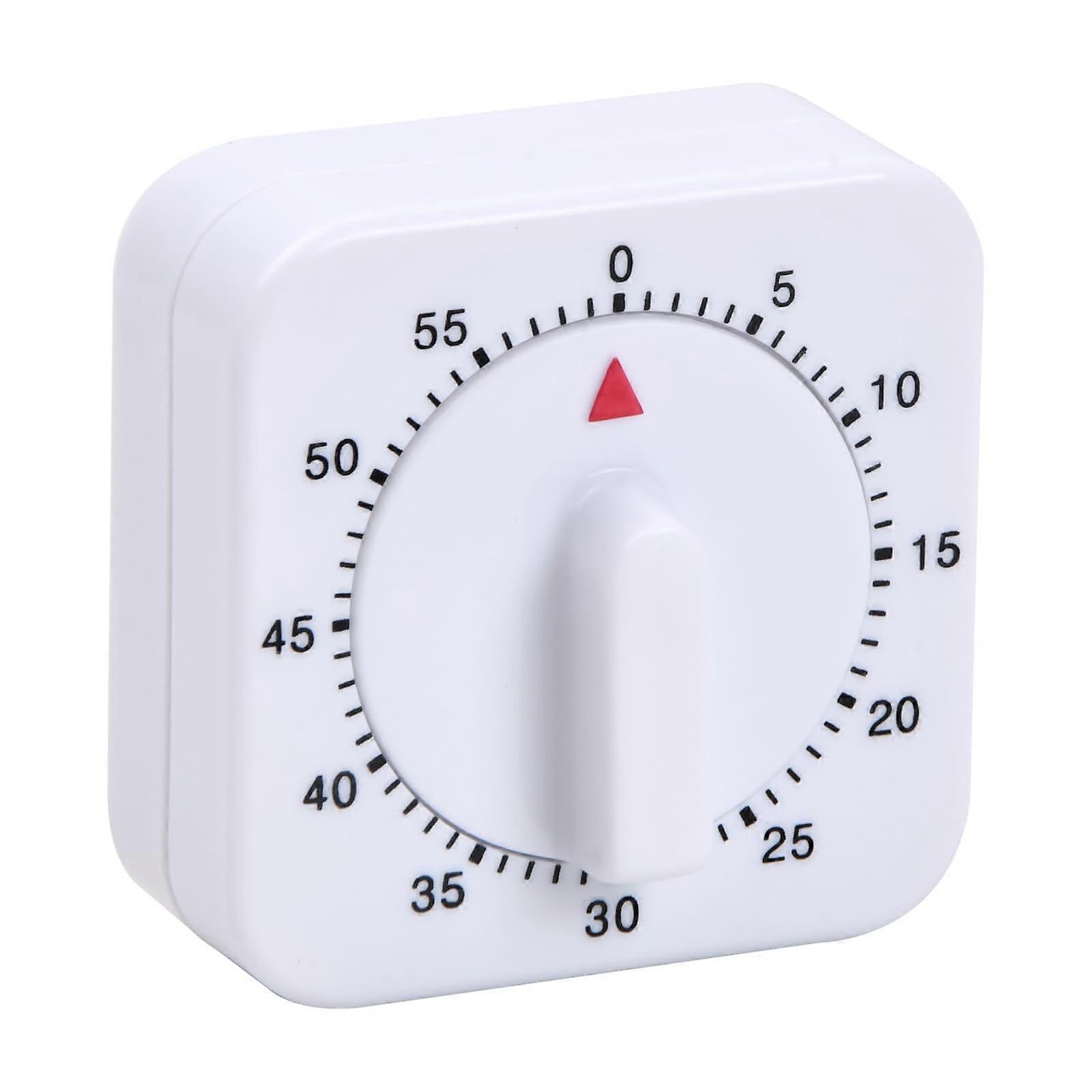 Mechanical Kitchen Timer 60 Min Countdown, Square Visual Timer with Alarm for Cooking, Baking, Classroom - White