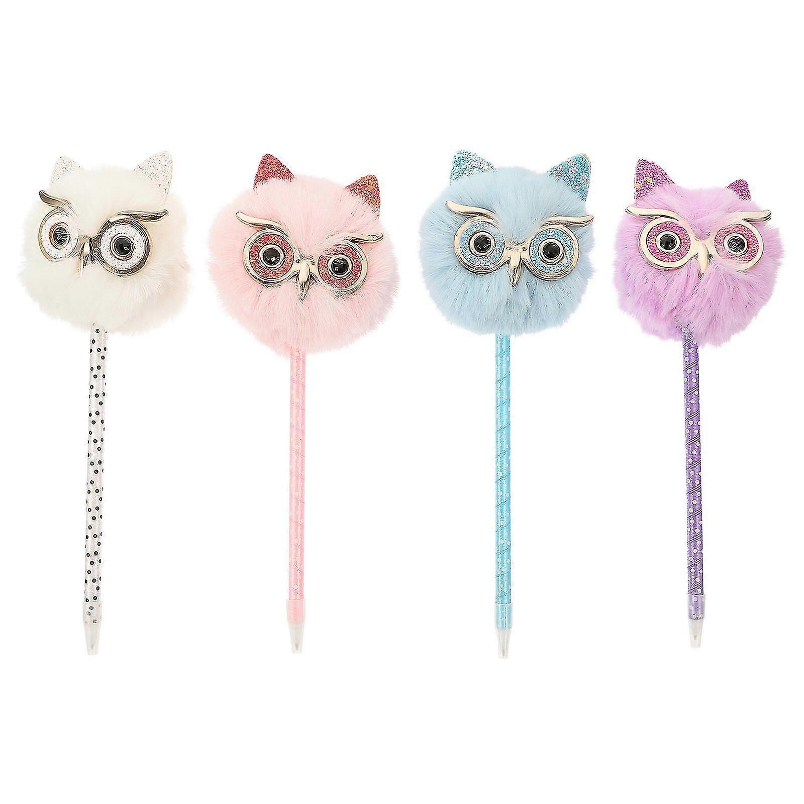 4 قطع أقلام حبر جاف سوداء قلم محايد رقيق أقلام حبر جاف قلم حبر البومة أقلام جدة لطيفة