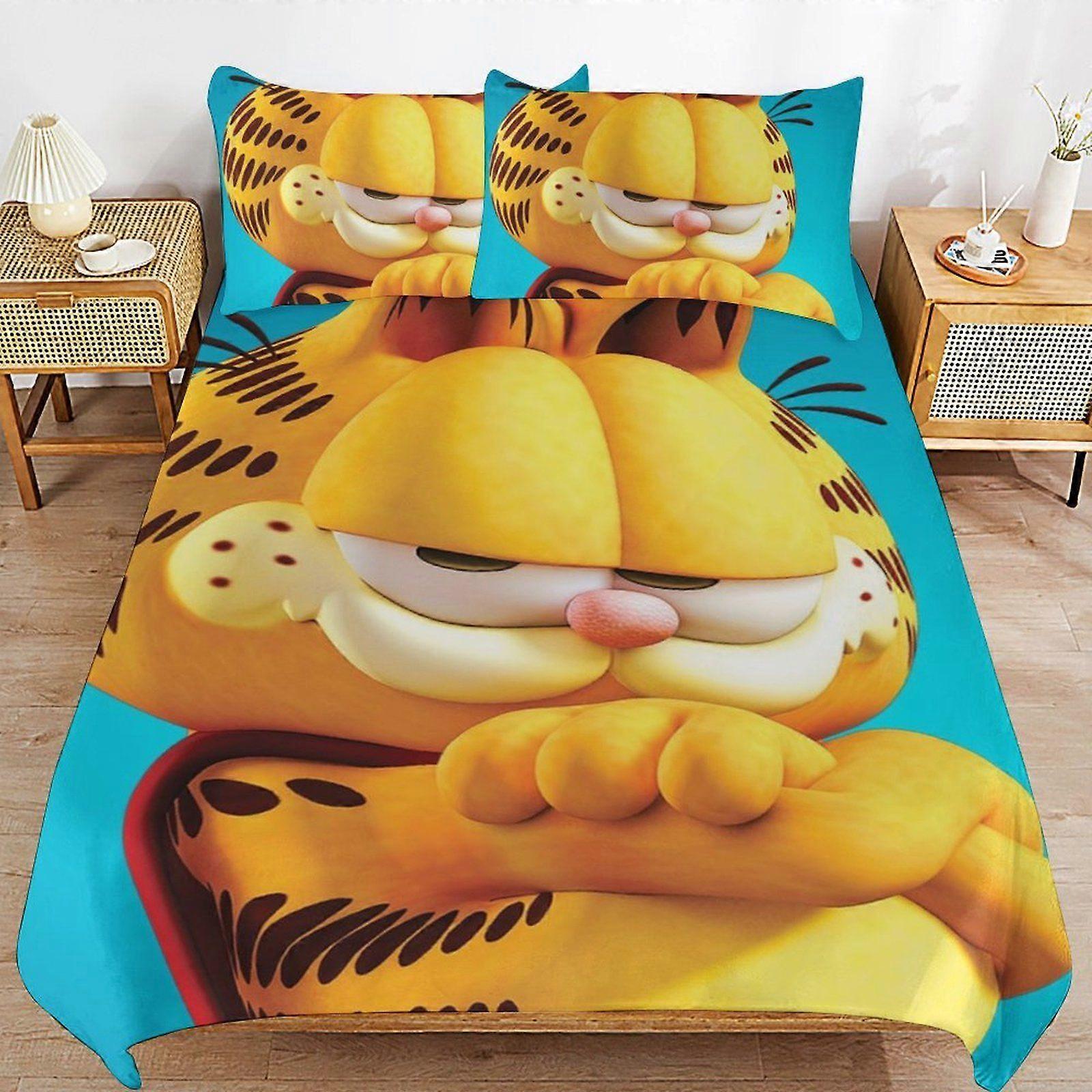 o74 The Garfield Show Zipper Closure Ultra Soft High Thread Count Machine Washable Duvet Cover Sets for All Season d74