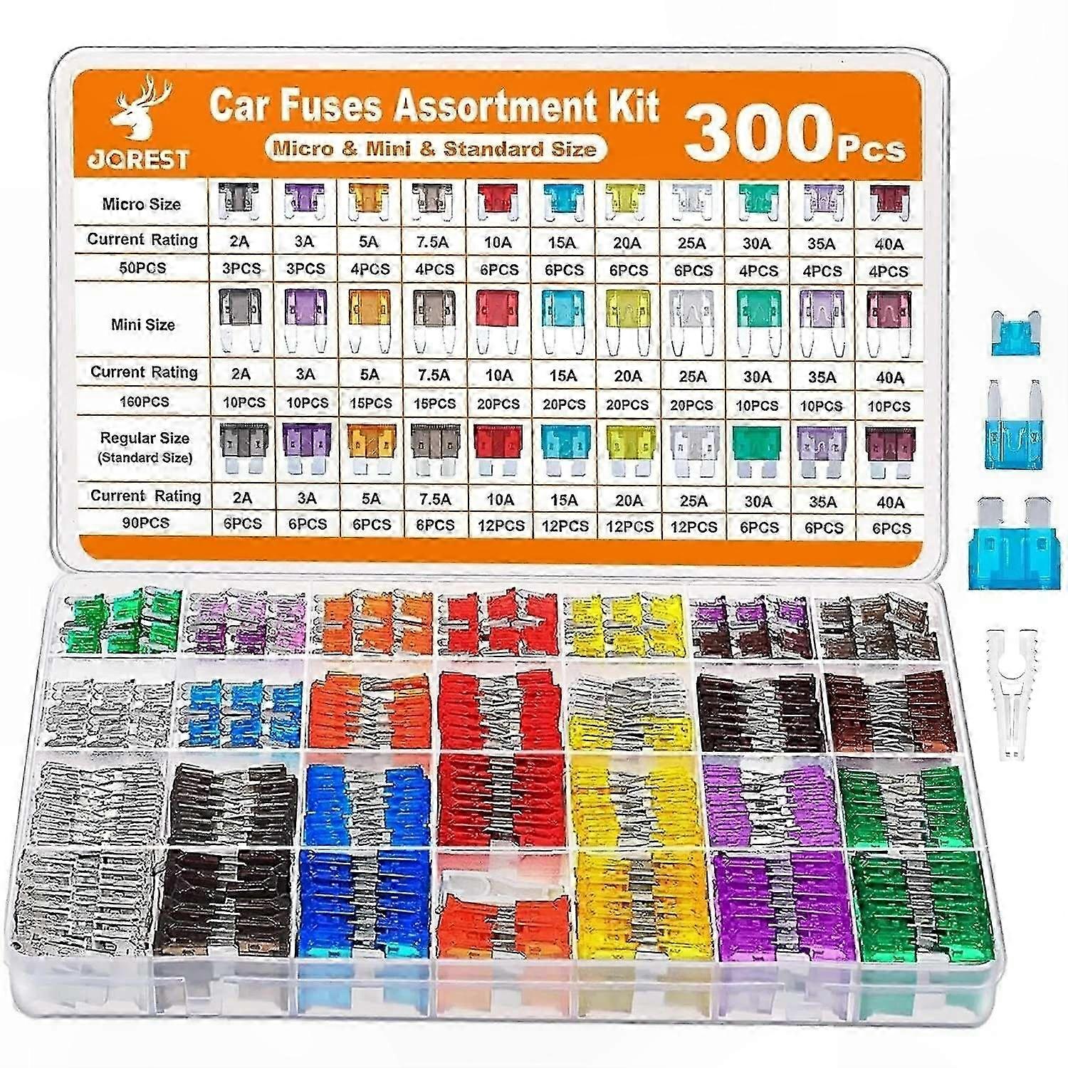 300Pcs Fuse Assortment Kit for Vehicles (Standard, Mini, Micro)