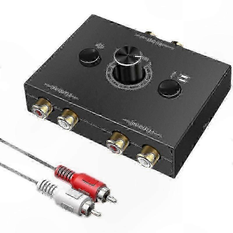 RCA o Splitter 1 Input 2 Outputs with Mute Function for Home Theater