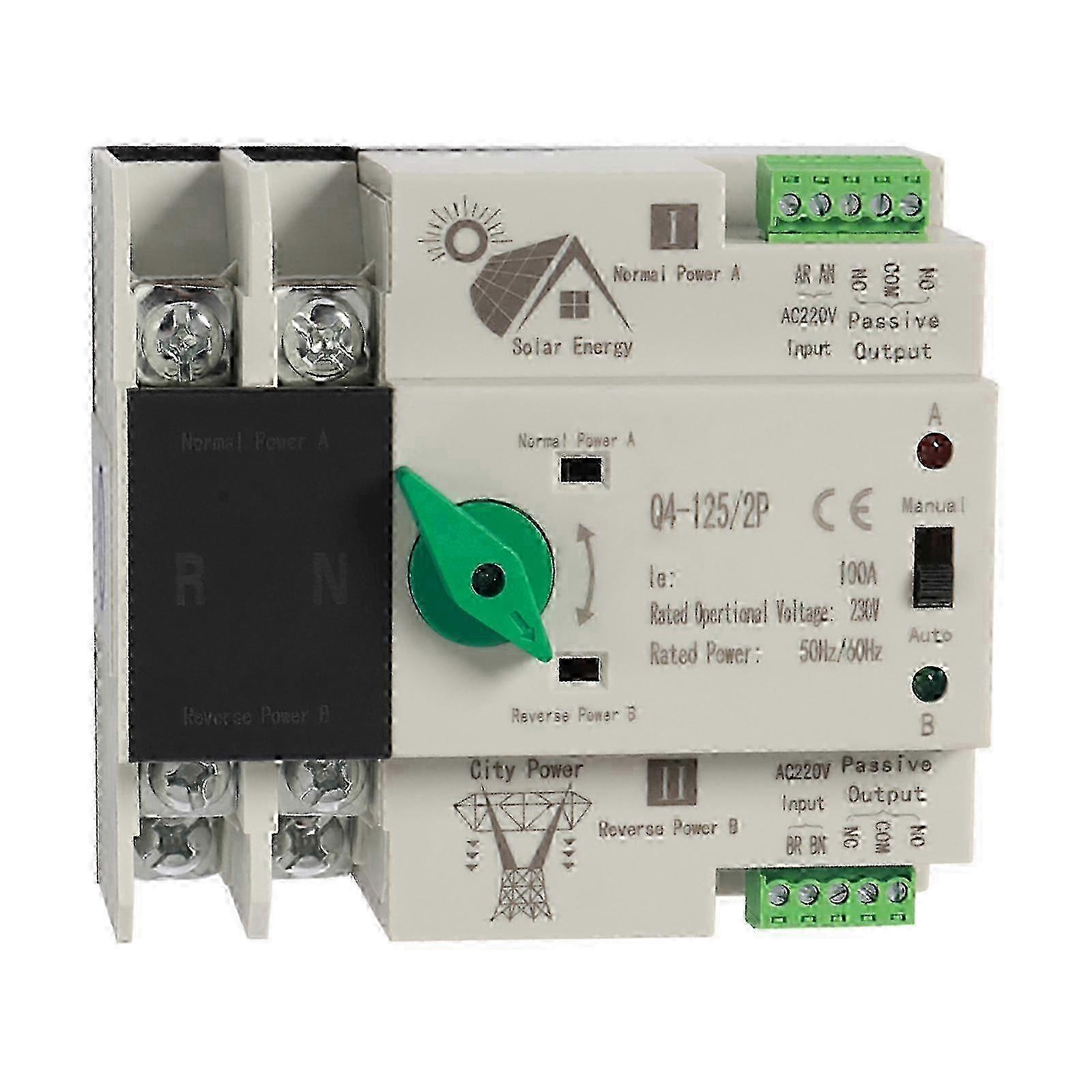 2P 100A Photovoltaic Dual Power Automatic Transfer Switch 230V