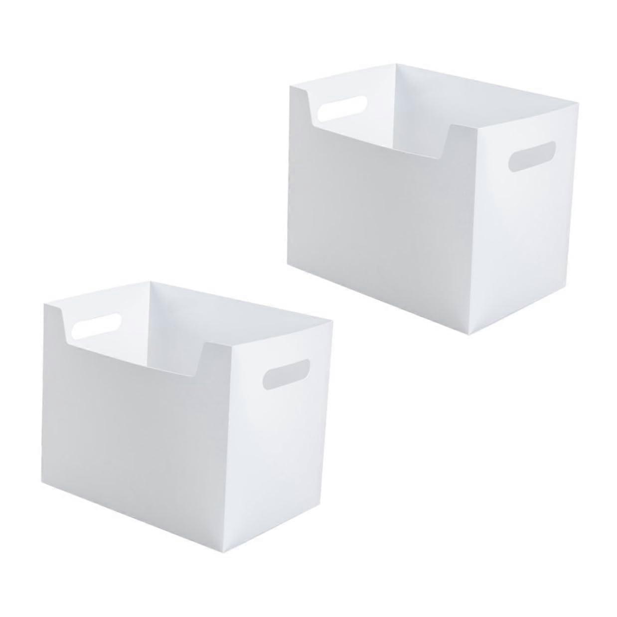 Desktop Book Storage Containers 2 Pack White Large Capacity Desk Organizer For Office Files Documents Magazines
