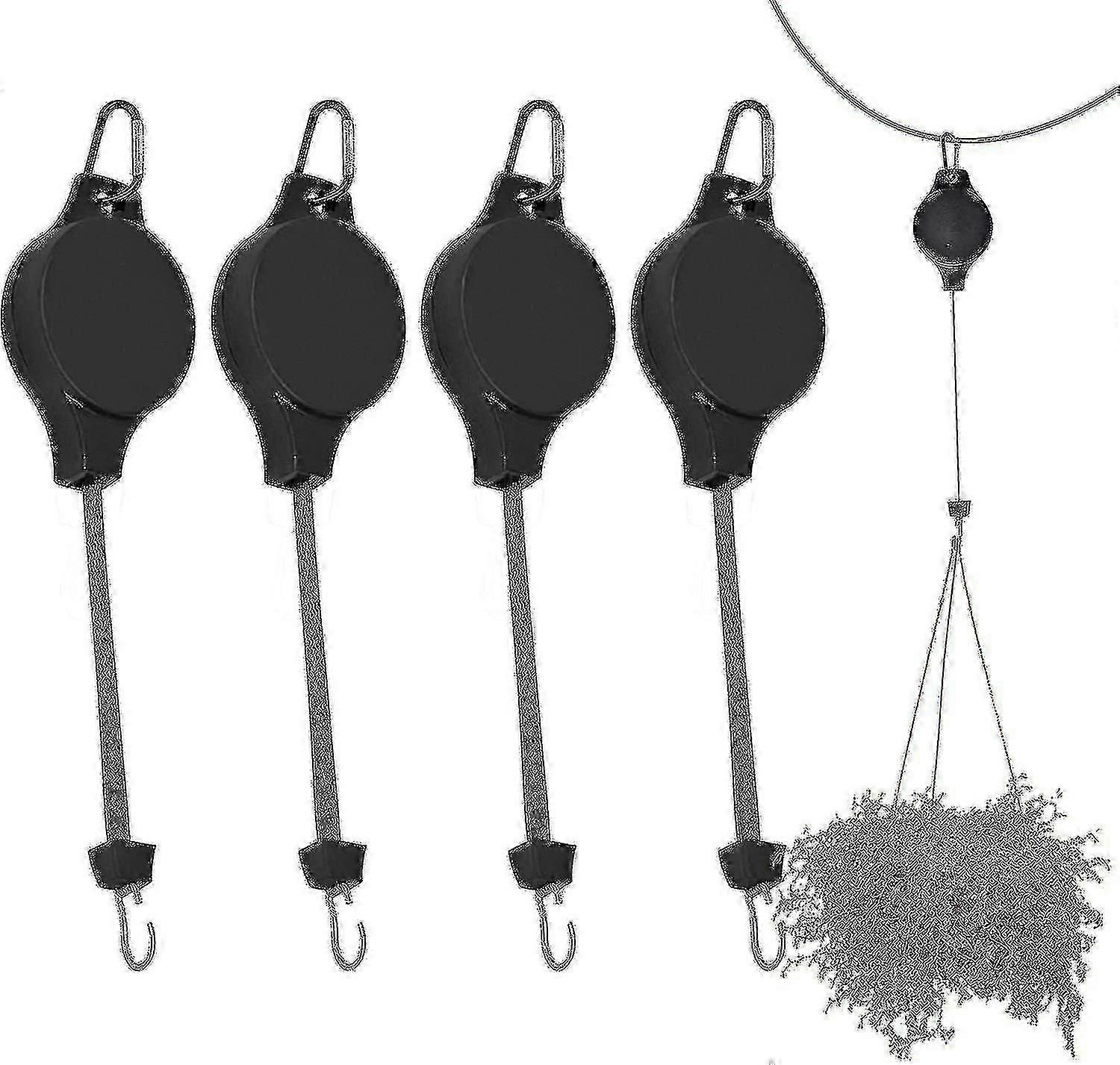 4 Pack Retractable Adjustable Plant Hanger Hook with Pulley System for Hanging Flower Baskets