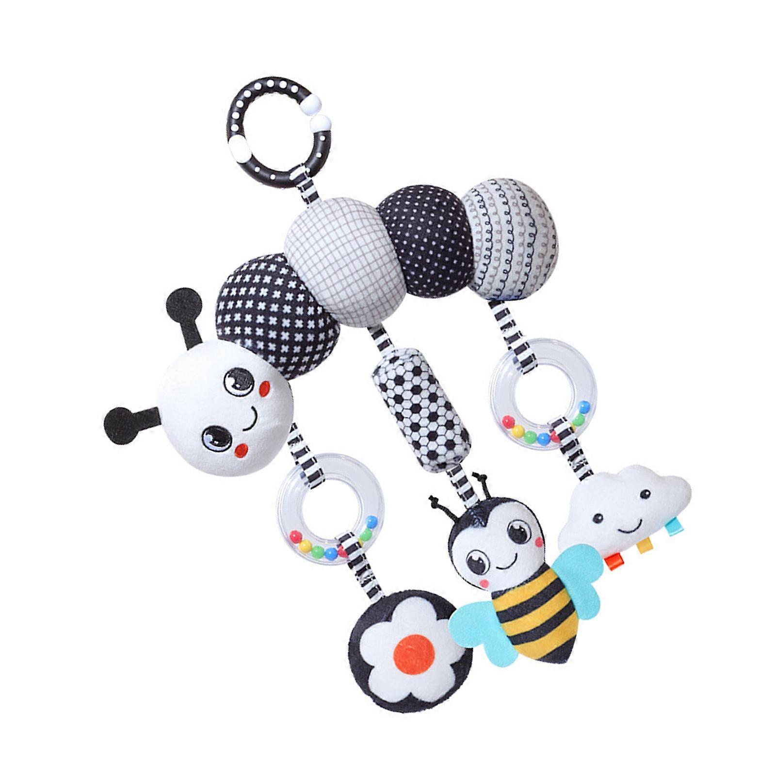 Newborns Developmental Toy Soft Plush Animal Mobile With Black White Patterns For Stroller Bed Safety Multicolor