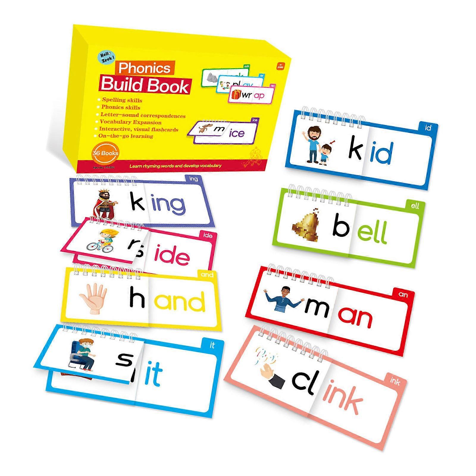 Rhyming English Toss Book Root Words Learning System Vocabulary Building Tool For Kids Multicolor
