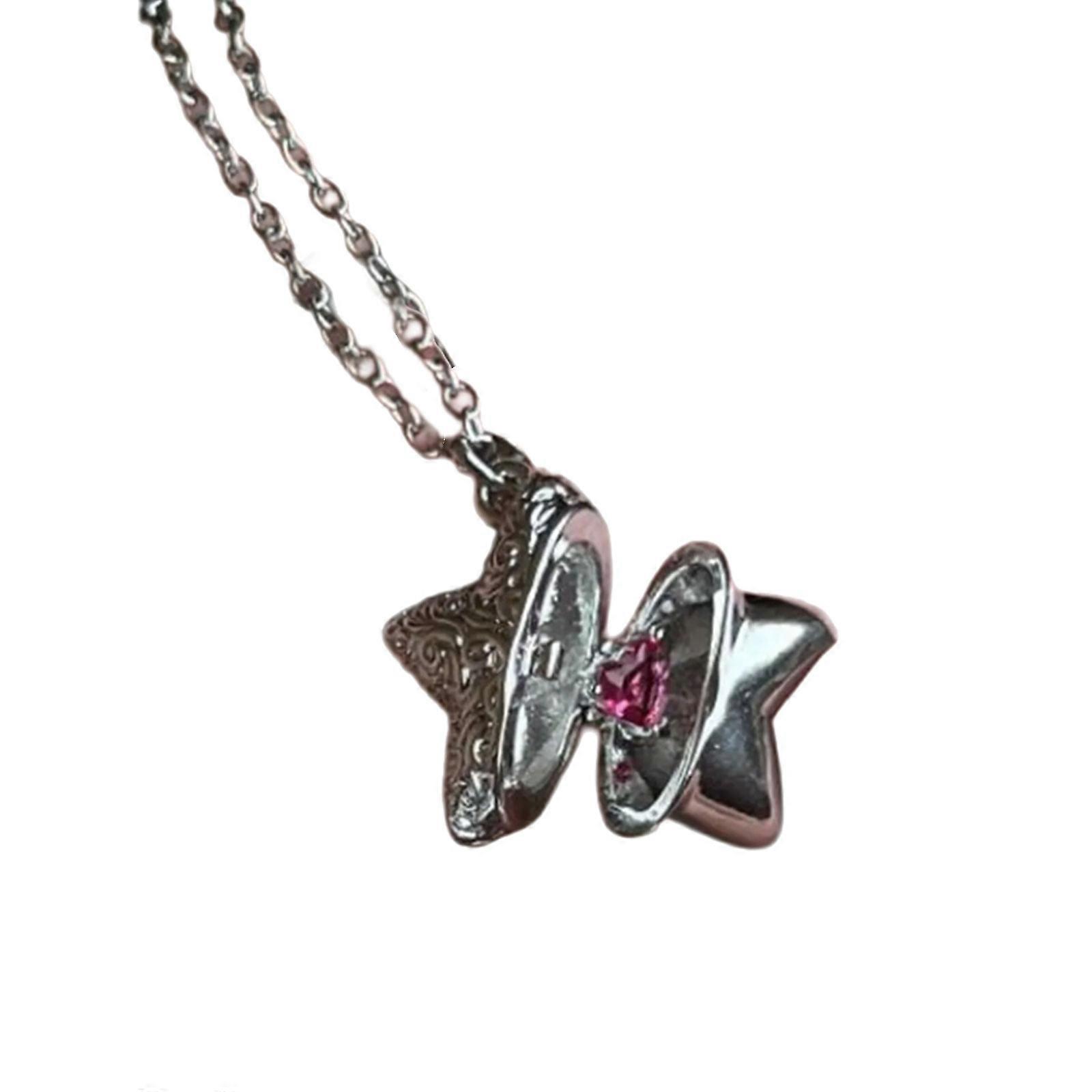 Lightweight Star Butterfly Necklace Pendant Collarbone Chain With Blue Red Option Perfect For Casual Formal Event Multicolor