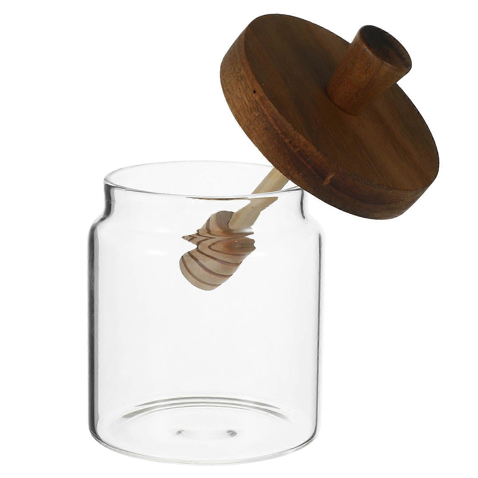 Honey Jar Lids Airtight Glass Honey Dispenser Container with Leak-Proof Seal for Kitchen Storage and Organization