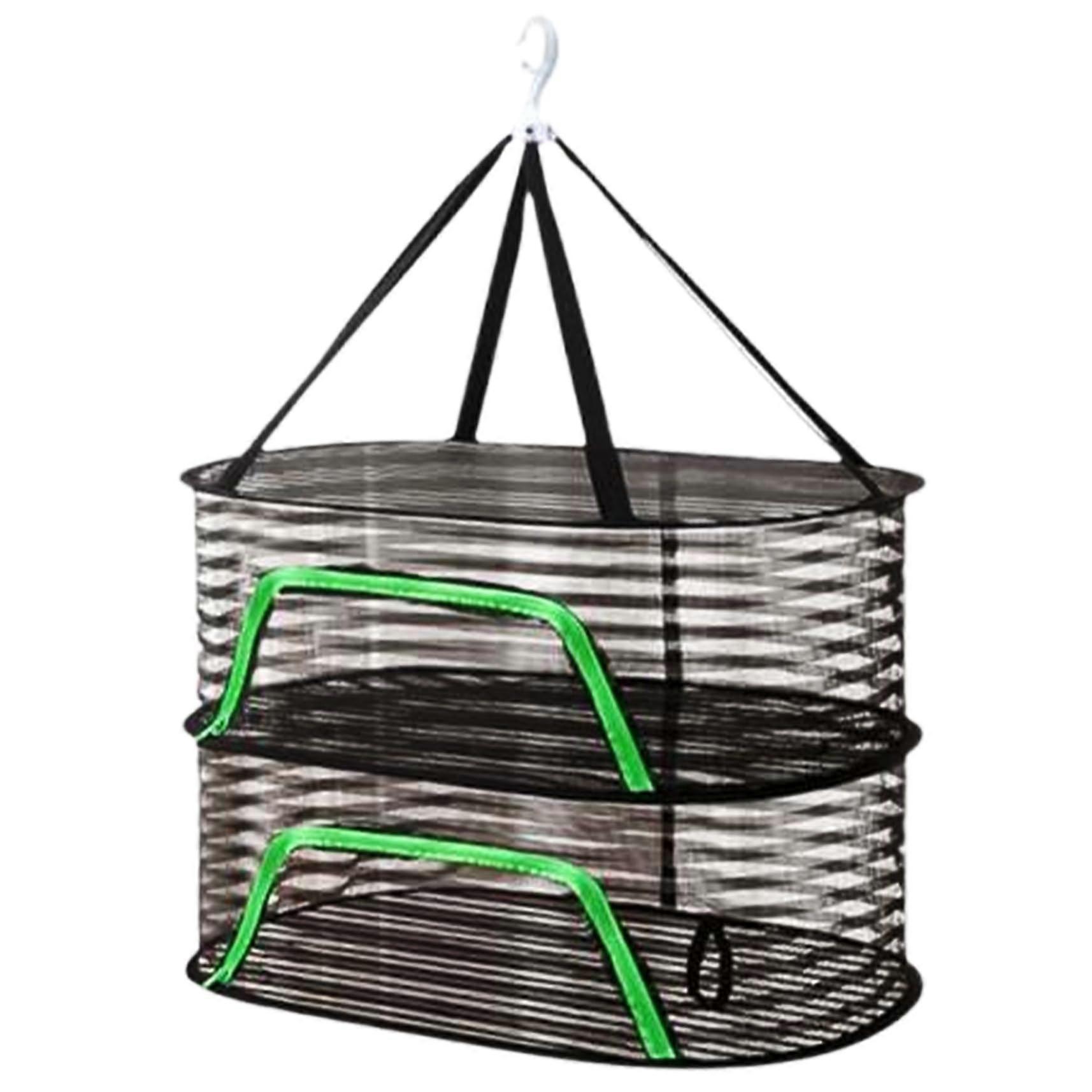 Herb Drying Rack 2 Layer 23.6in Hanging Foldable Mesh with Zipper for Herbs Fruits Flowers Clothes