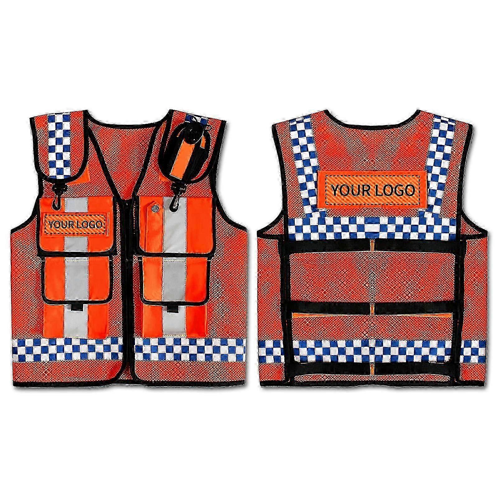 Police Reflective Vest High Visibility with Multiple Pockets for Construction Night Workers